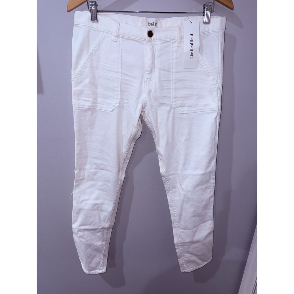 Ba&sh Women Straight Leg Jean Size 30 White Preppy Cotton Blend Pocket NWOT L